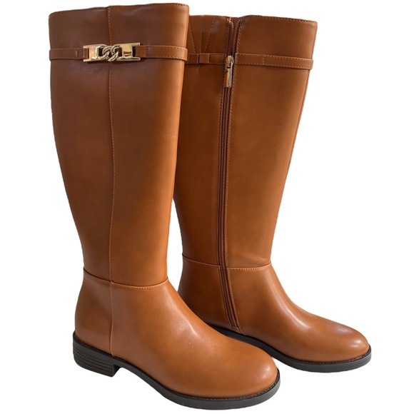 BANDOLINO Romi Womens Faux Leather Round Toe Knee-High Boots in Medium Natural 7 - Picture 2 of 15